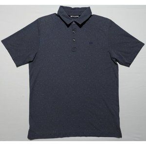 Travis Mathew Dot Print Polo Shirt Size Medium Grey Pima Cotton Polyester